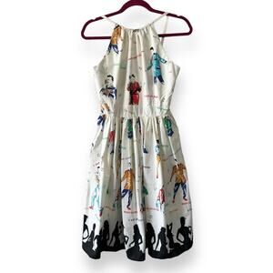 Bernie Dexter Rockabilly Idol White Retro Style Strappy Cotton Dress Size Small